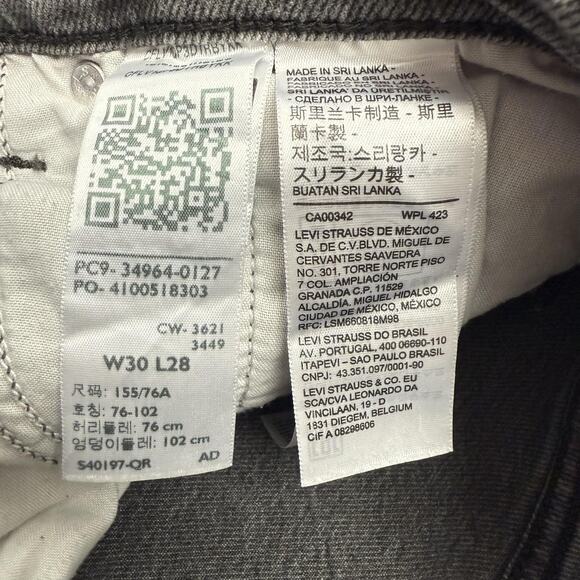 Levi's Wedgie Straight Jeans Womens 30x28 Gray High Rise Stretch Denim Red Tab - Picture 5 of 13